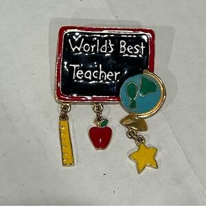 VTG Worlds Best Teacher Metal Pin Brooch